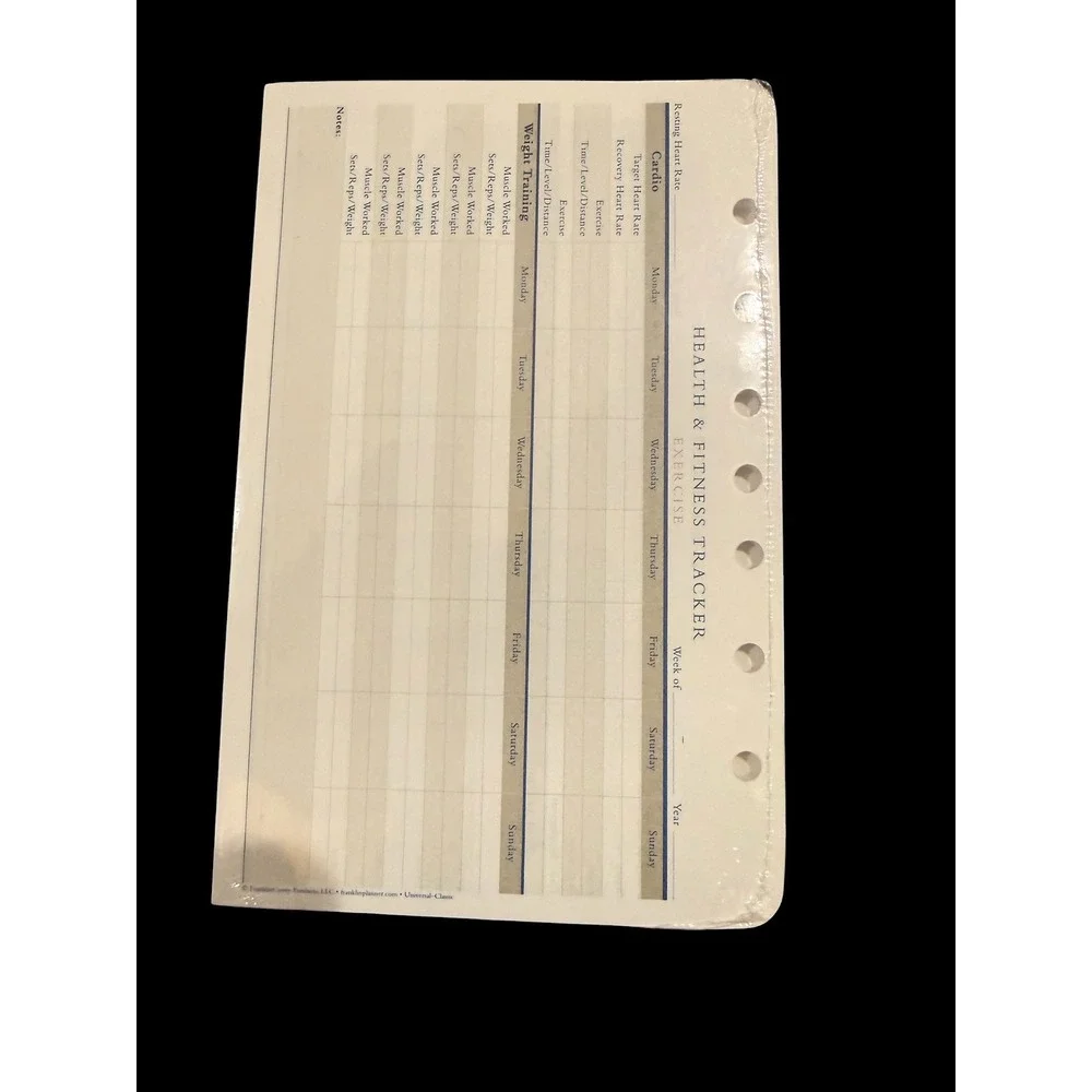FranklinCovey Health & Fitness Tracker Classic Size 4 Planner Refill 50 Sheets